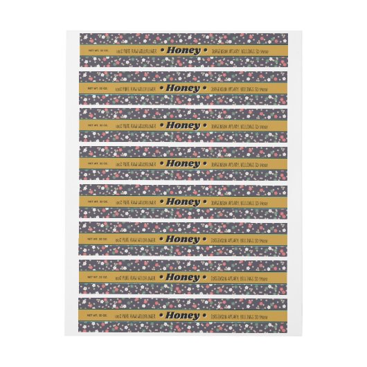 Floral wrap rond het etiket van de honingpot (Vel)