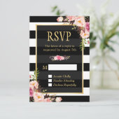Floral Wrapping B&W Stripes RSVP Antwoord (Staand voorkant)
