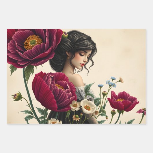 Floral Wrapping Paper Flat Sheet Decoupage (Voorkant)