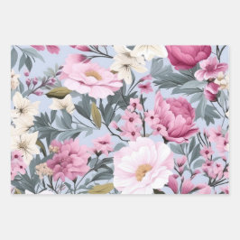  Floral Wrapping Paper Flat Sheet Set van 3