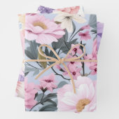  Floral Wrapping Paper Flat Sheet Set van 3 (In situ)