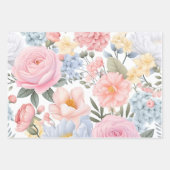 Floral Wrapping Paper Flat Sheet Set van 3 (Voorkant 3)