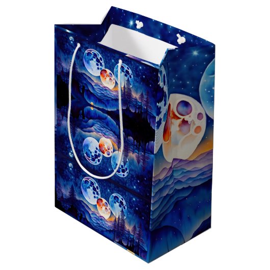 Floral Wrapping Paper Medium Cadeauzakje (Achterkant Gekanteld)