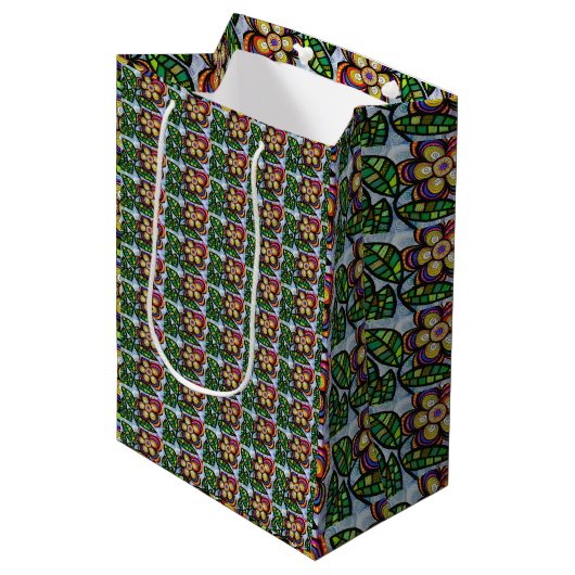 Floral wrapping Paper Medium Cadeauzakje (Voorkant Gekanteld)