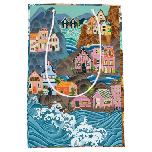 Floral Wrapping Paper Medium Gift Bag Cadeauzakje (Voorkant)