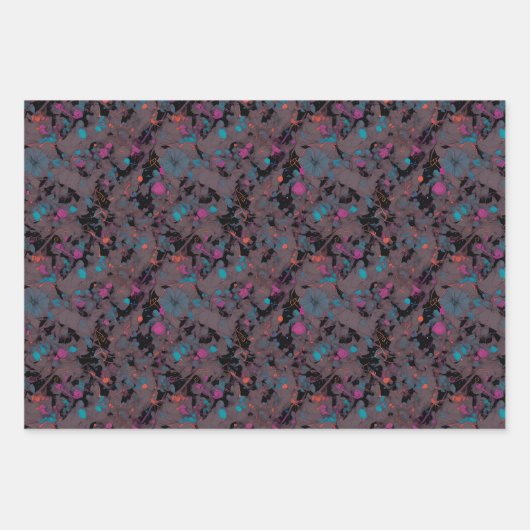 Floral wrapping Papier - Donker Abstract ventilato Inpakpapier Vel (Voorkant 2)