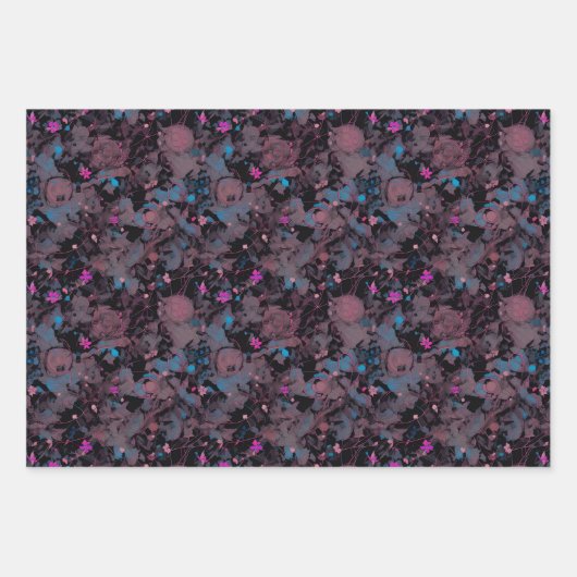 Floral wrapping Papier - Donker Abstract ventilato Inpakpapier Vel (Voorkant)
