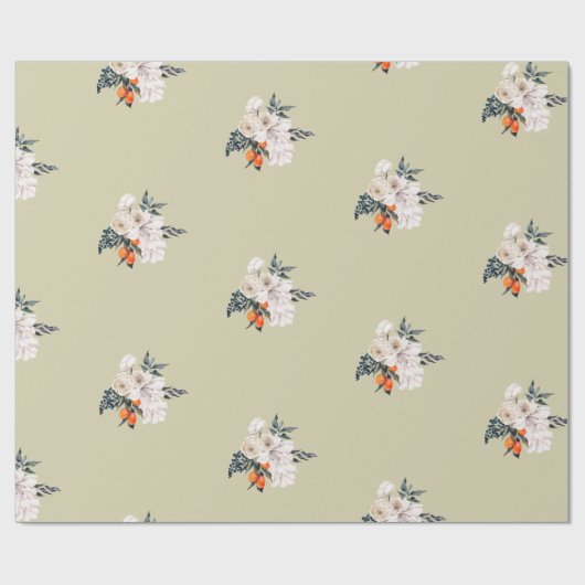 Floral wrapping papier oranje witte bruiloft (Vlak)