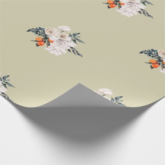 Floral wrapping papier oranje witte bruiloft (Hoek)