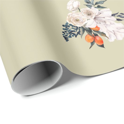 Floral wrapping papier oranje witte bruiloft (Rol Hoek)