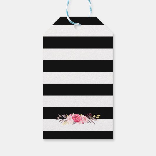 Floral Wrapping Stripes Weddenschap Cadeaulabel (Achterkant)