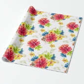 Floral-wrapppapier voor kleurloze Waterverf Cadeaupapier (Uitgerold)