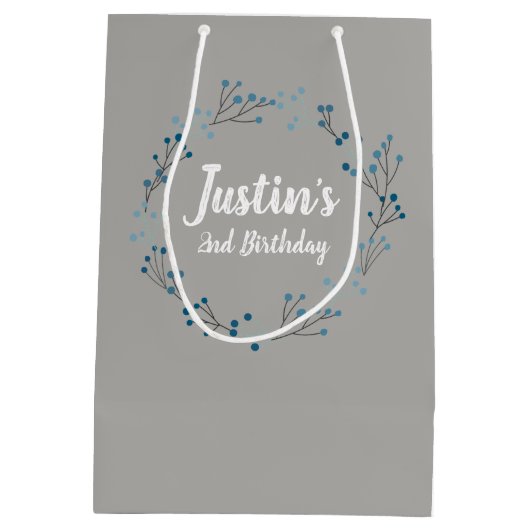 Floral Wreatal Birthday cadeautassen Medium Cadeauzakje (Achterkant)