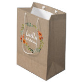 Floral Wreatal  Birthday Craft gift tas Medium Cadeauzakje (Achterkant Gekanteld)