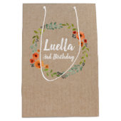 Floral Wreatal  Birthday Craft gift tas Medium Cadeauzakje (Voorkant)
