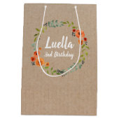 Floral Wreatal  Birthday Craft gift tas Medium Cadeauzakje (Achterkant)