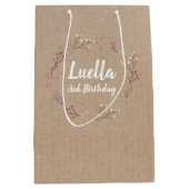 Floral Wreatal  Birthday Craft gift tas Medium Cadeauzakje (Voorkant)