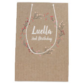 Floral Wreatal  Birthday Craft gift tas Medium Cadeauzakje (Achterkant)