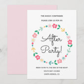 Floral wreatbruiloft na partijuitnodiging kaart (Voorkant / Achterkant)