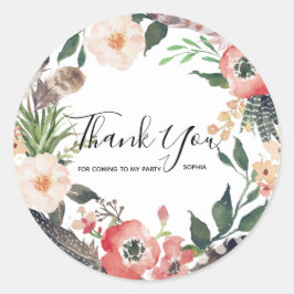 Floral Wreate Branch Botanical Dank je wel Ronde Sticker