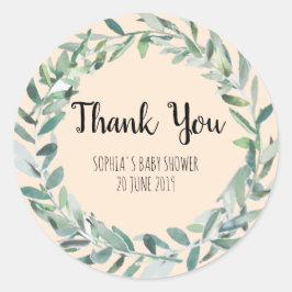 Floral Wreate Branch Botanical Dank je wel Ronde Sticker