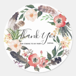 Floral Wreate Branch Botanical Dank je wel Ronde Sticker