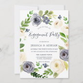 Floral Wreate Engagement Party (witte en zeemacht) Kaart (Voorkant)