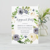 Floral Wreate Engagement Party (witte en zeemacht) Kaart (Staand voorkant)