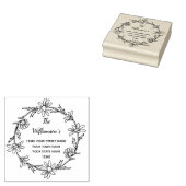 Floral Wreate Family Rustic Daisy Return Address Rubberstempel (Gestempeld)