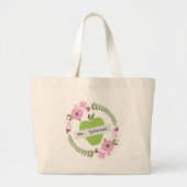 Floral Wreate Green Apple Personalized Teacher Grote Tote Bag (Voorkant)