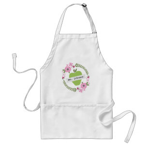 Floral Wreate Green Apple Personalized Teacher Standaard Schort