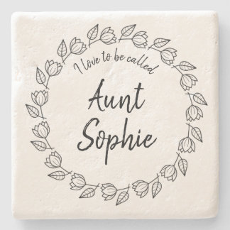 Floral Wreate ik hou van tante Stenen Onderzetter