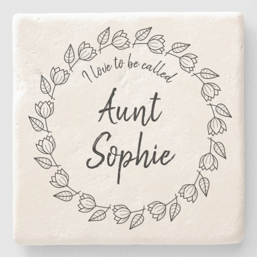 Floral Wreate ik hou van tante Stenen Onderzetter (Voorkant)