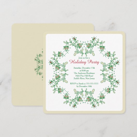 Floral Wreate Kerstfeestdag Kaart (Voorkant / Achterkant)