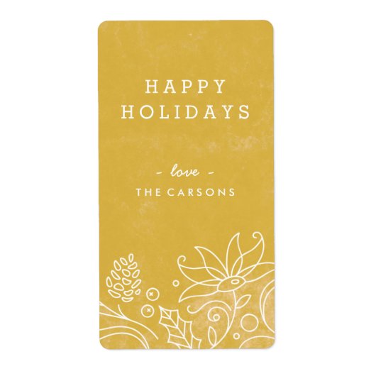 Floral Wreated Gift Label Label - Gold (Voorkant)