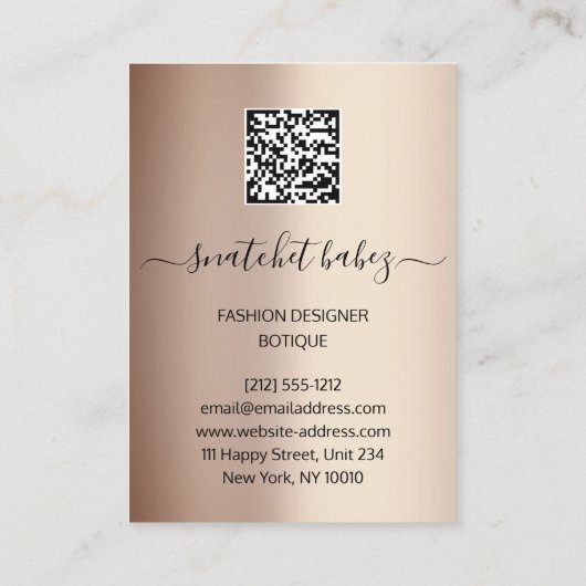 Floral Wreated Roos Marsala QR Code Body Stylist Visitekaartje (Achterkant)