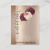 Floral Wreated Roos Marsala QR Code Body Stylist Visitekaartje (Voorkant)