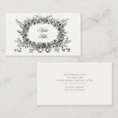 Floral Wreated Visitekaartjes Black White Vintage (Voorkant / Achterkant)