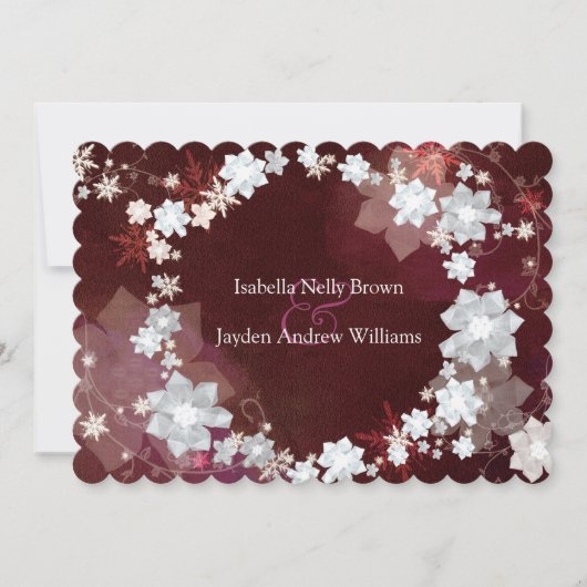 Floral Wreater Unique Winter Wedding Kaart (Voorkant)