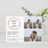Floral Wreath 3-Foto Sla de datum op Save The Date (Staand voorkant)