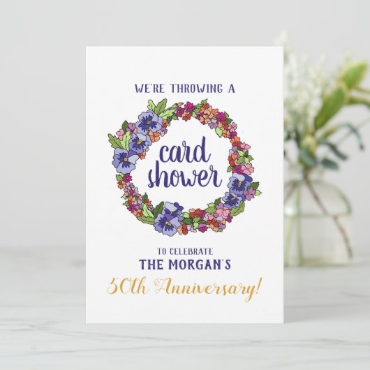 Floral Wreath 50th Jubileum Kaart Shower Request (Staand voorkant)