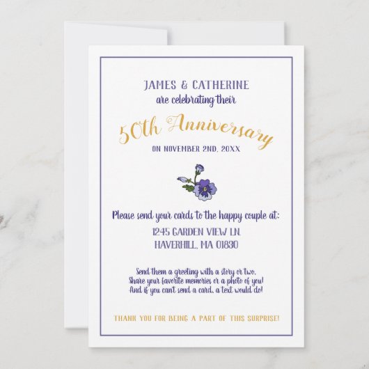 Floral Wreath 50th Jubileum Kaart Shower Request (Achterkant)