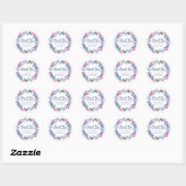 Floral Wreath 80th Birthday Dank je wel klasse Ronde Sticker (Vel)