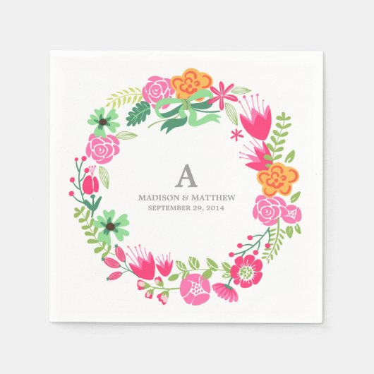 Floral Wreath | Aangepast papier — luiers Servetten (Voorkant)