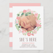 Floral Wreath | Aankondiging geboorte (Voorkant / Achterkant)