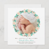 Floral Wreath | Aankondiging van geboorte (Voorkant / Achterkant)