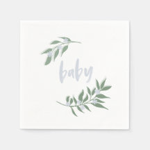 Floral Wreath Baby Blue Napkin | BABY SHOWER