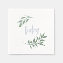 Floral Wreath Baby Blue Napkin | BABY SHOWER Servet