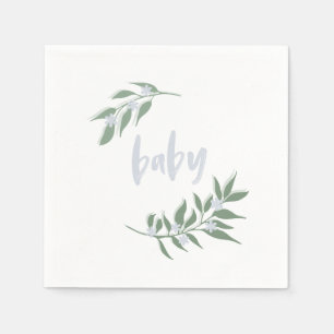 Floral Wreath Baby Blue Napkin   BABY SHOWER Servet