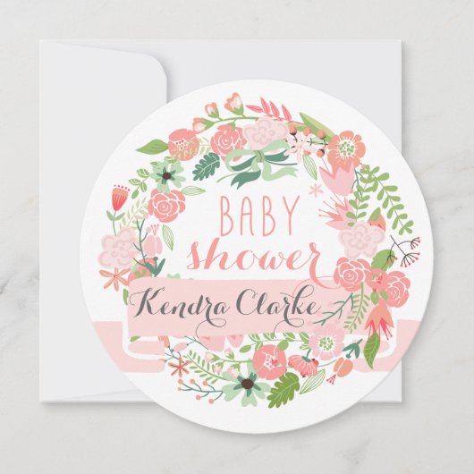 FLORAL WREATH | BABY SHOWER INVITATIE KAART (Voorkant)